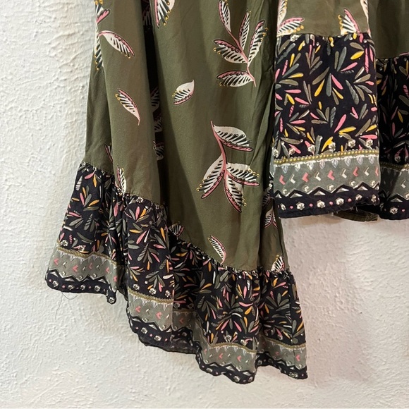 Angie green multicolored print wide sleeve crop top - Picture 5 of 6